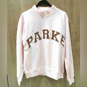 Parke Women's Pink Sweatshirt with Brown Lettering